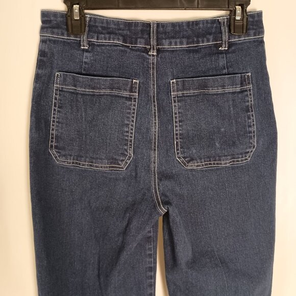 Avec Les Filles Wide Leg Jeans Dark Wash Stretch Denim Cropped Size 29 - Picture 5 of 7